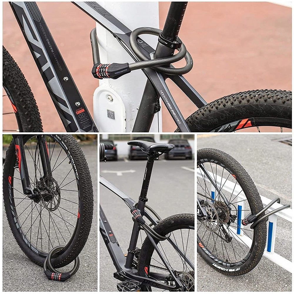 Rockbros RKS507-1BK Zámok na bicykel, 1,8 m, čierny