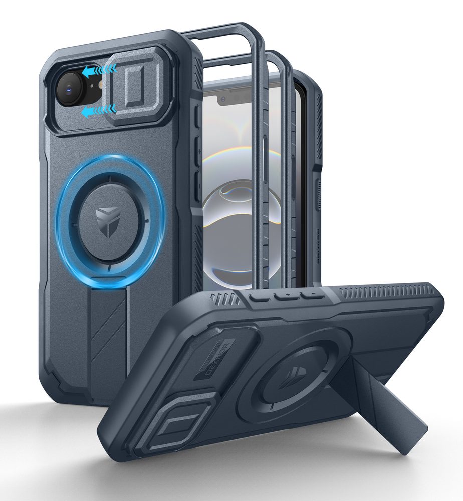 Dexnor MagSafe 360 Kickstand Camprotector Husă iPhone 16e, albastru