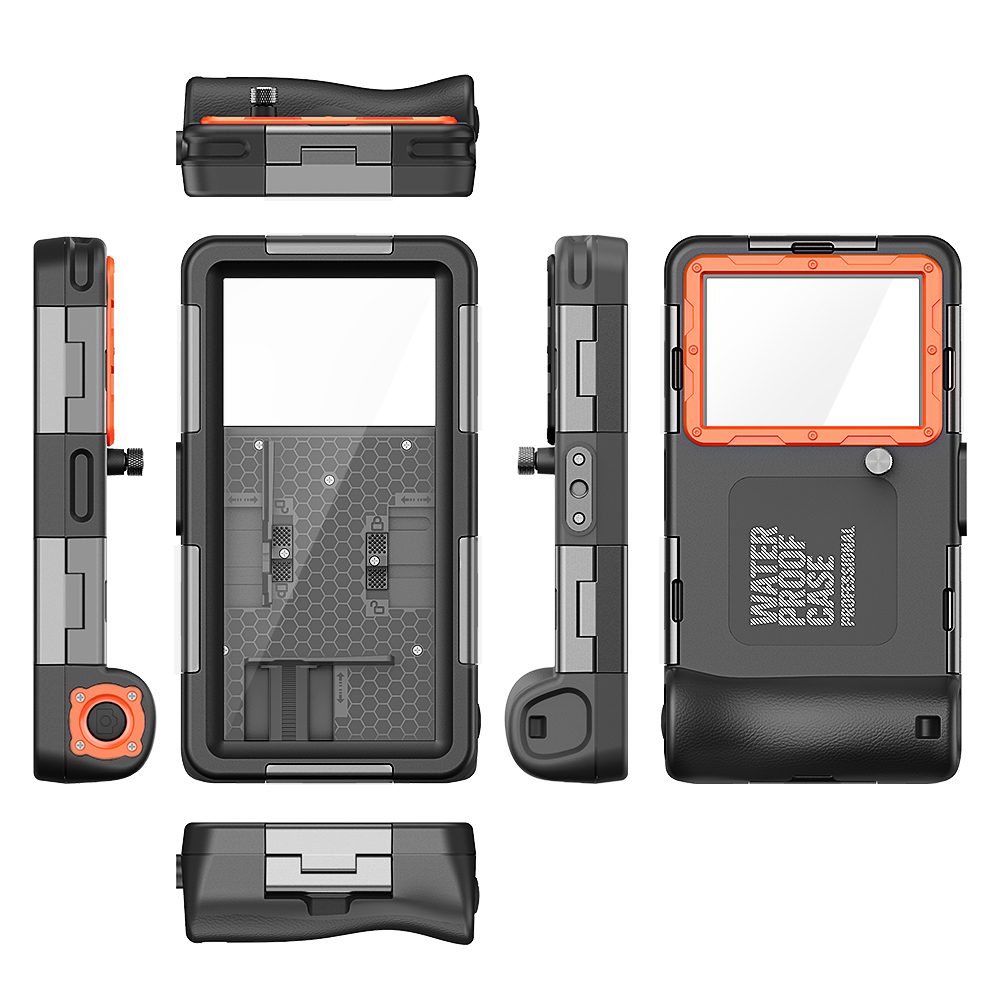 Levně Shellbox IP68 Potápěčské vodotěsné pouzdro pro telefon, 15M/50ft, černé / oranžové