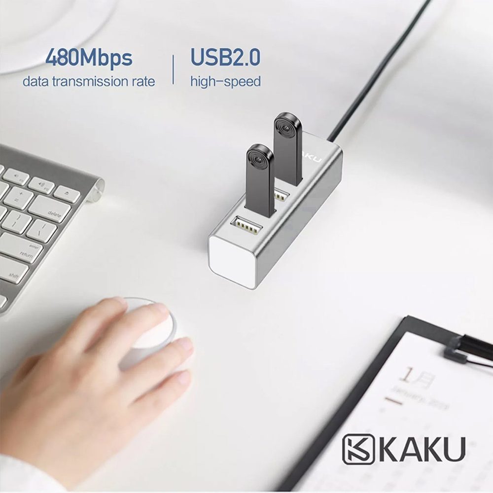 Kaku HUB Splitter - 4x USB Adaptér, Stříbrný (KSC-383)