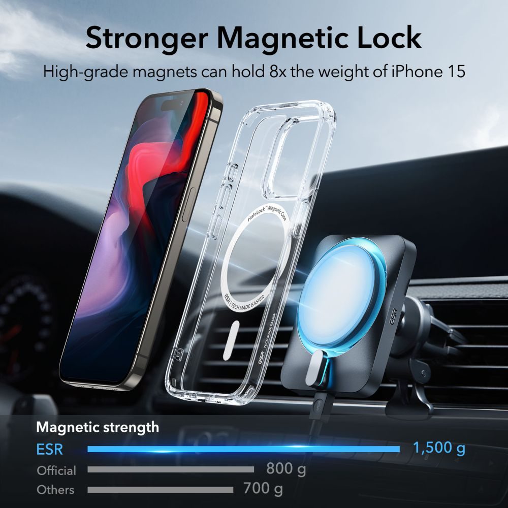 ESR CH HaloLock MagSafe IPhone 15 Pro, átlátszó