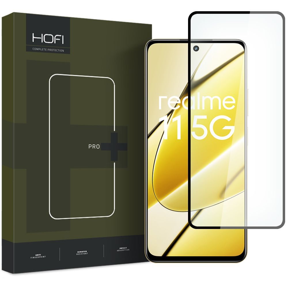 Hofi Pro+ Zaščitno Kaljeno Steklo, Realme 11 5G, črno