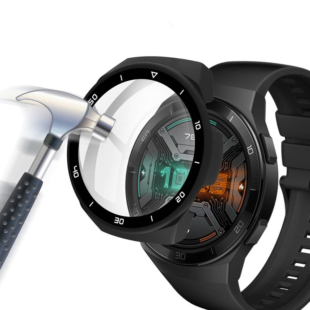 Husă 2 în 1 Cu Folie De Sticlă, Pentru Huawei Watch GT 2e, Neagră