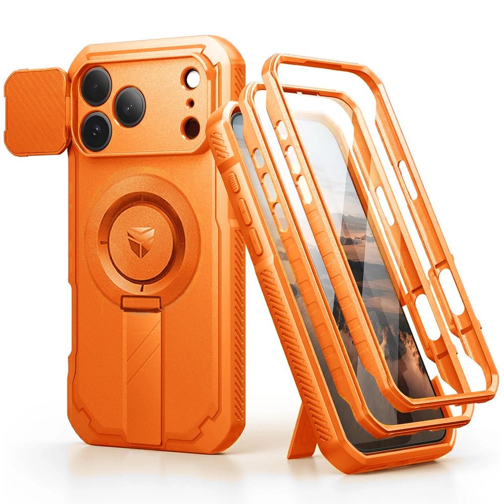 Levně Dexnor MagSafe 360 Kickstand Camprotector obal iPhone 17 Pro, oranžový