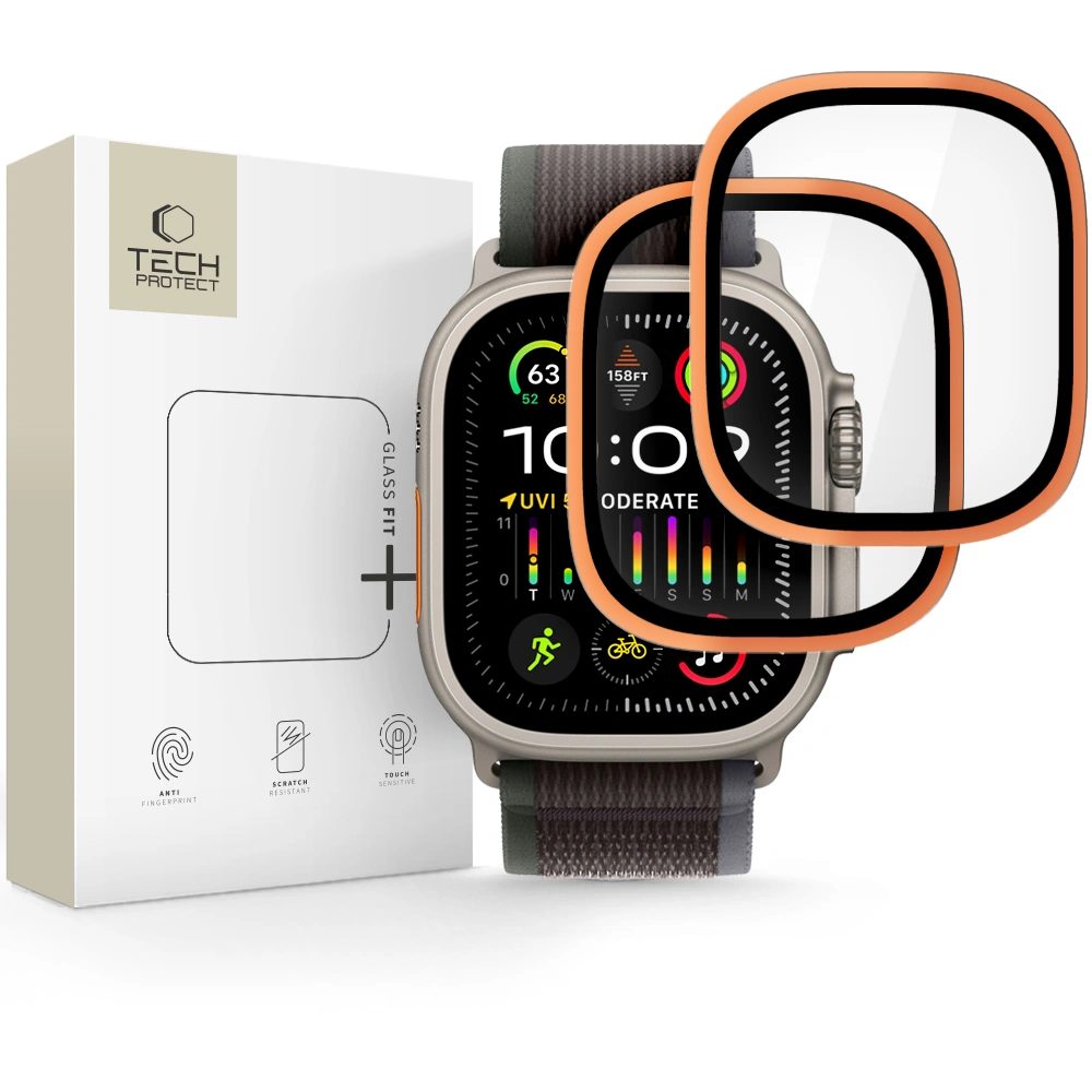 Levně Tech-Protect Glass Ring, Apple Watch Ultra 1 / 2 / 3 (49 mm) oranžové, 2 kusy