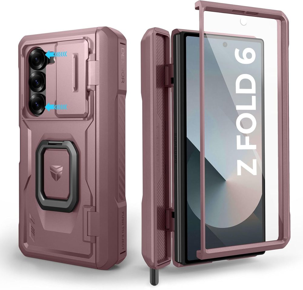 Dexnor 360 Kickstand Camprotector tok Samsung Galaxy Z Fold 6 készülékhez, rózsaszín