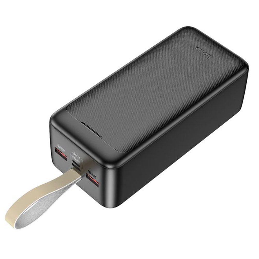 Hoco J111C PowerBank 40000mAh, 2x USB, USB-C, Micro-USB, PD30W, LED-del és Zsinórral, Fekete