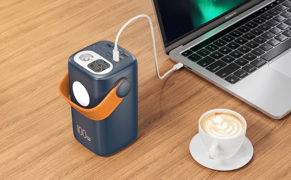 Powerbanka pre notebooky a outdoor 60 000 mAh, 100W + 30W PD, silné LED svetlo, biela