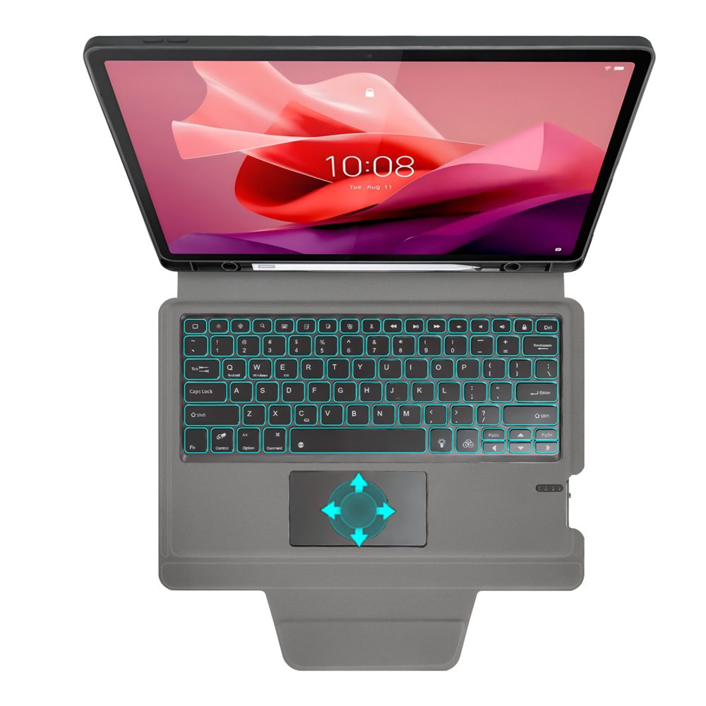 Pouzdro Techsuit KeyTab Pro s RGB bezdrátovou klávesnicí a držákem stylusového pera pro Lenovo Tab P12, černé