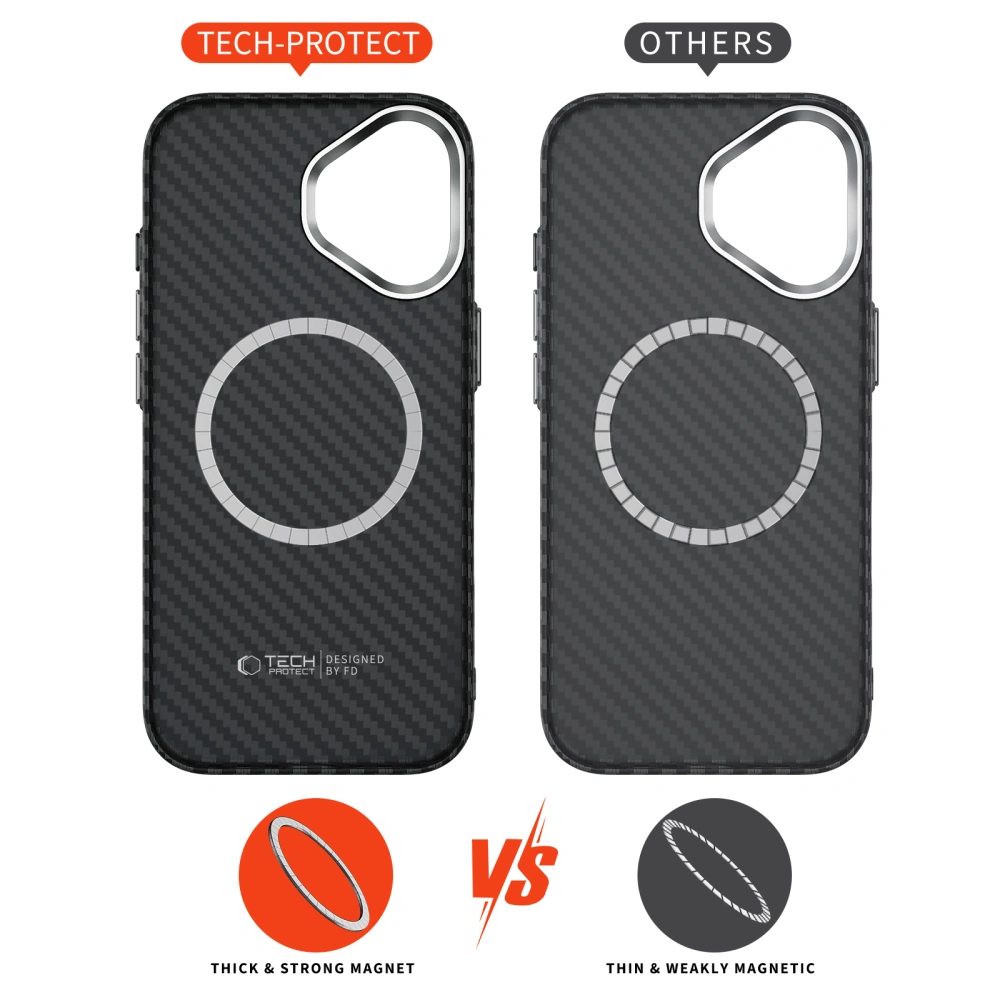 Tech-Protect Ion Carbon MagSafe, iPhone 17, čierno-strieborné