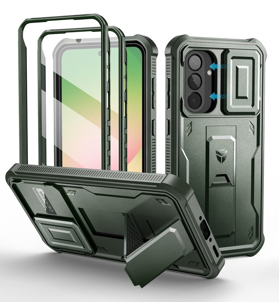 Levně Dexnor 360 Kickstand Camprotector obal Samsung Galaxy A56, zelený