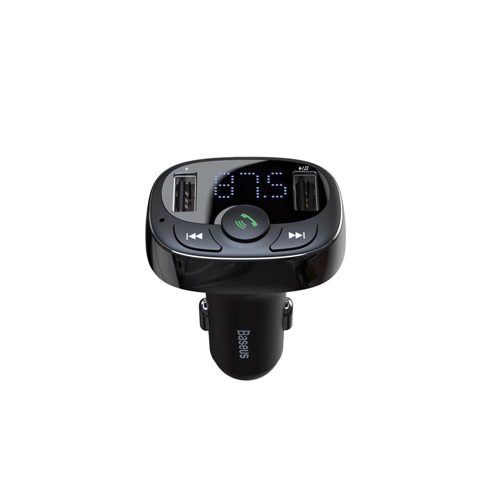 Baseus T FM Bluetooth Transmiter, 2x USB, MicroSD, Crni