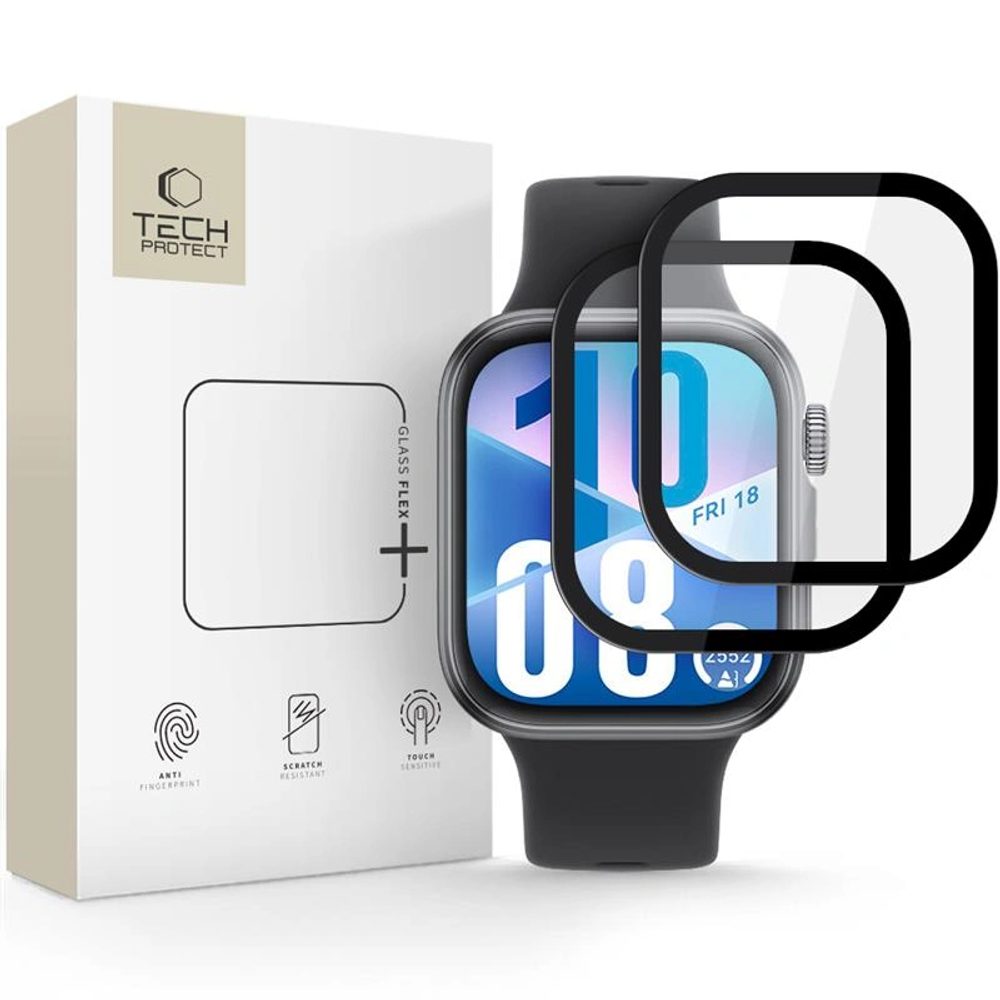 Tech-Protect Glass Flex+, Huawei Watch Fit 3 / 4, fekete, 2 darab