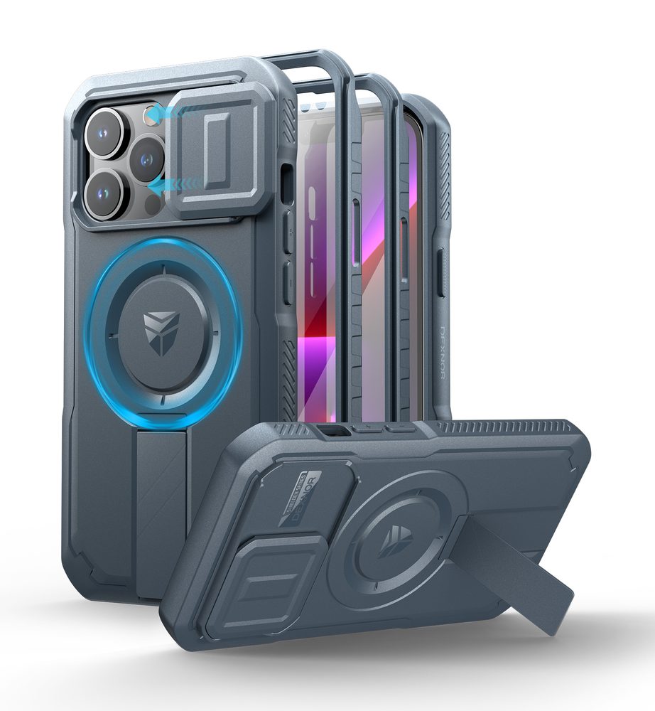 Dexnor MagSafe 360 Kickstand Camprotector obal iPhone 13 / 14, modrý