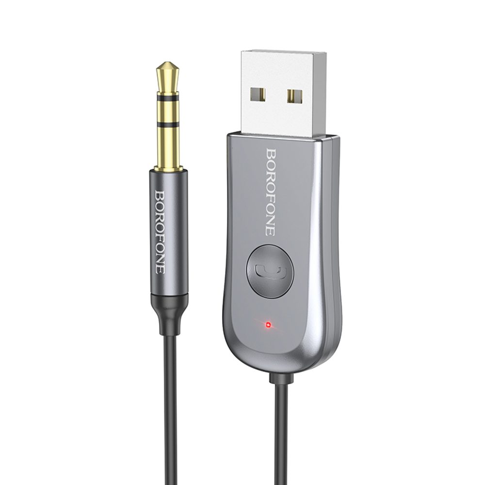 Borofone BC44 Bluetooth Audio Adaptér - USB Na 3,5 Mm Jack, Sivý