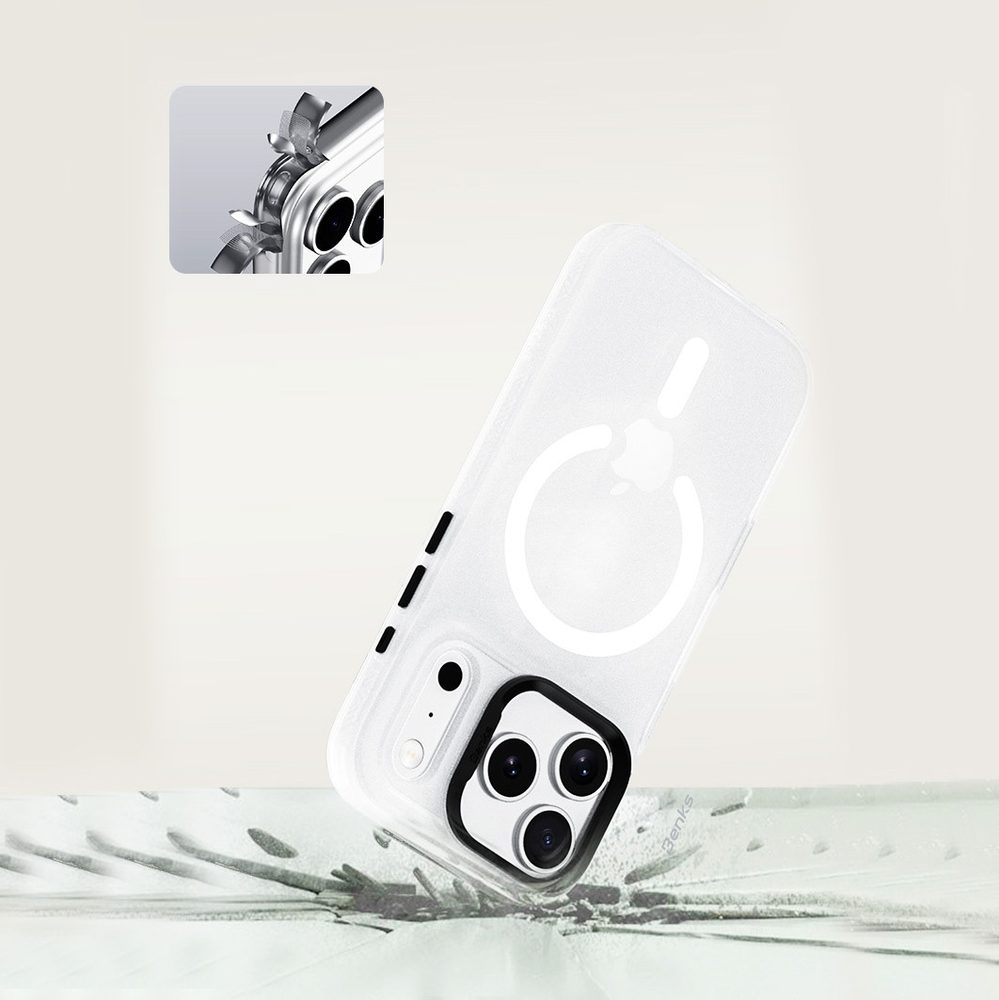 Benks Magnetic Lucid Armor obal, iPhone 17 Pro, biely