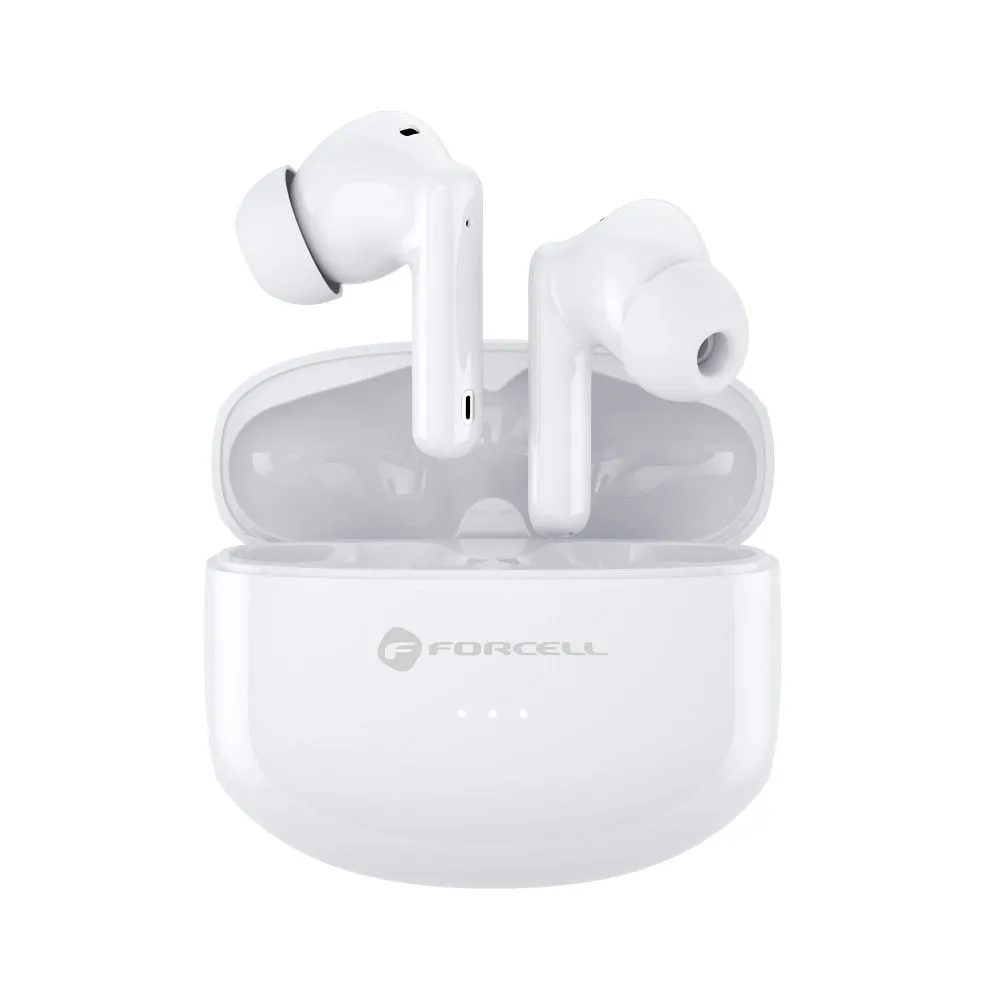 Levně Forcell F-AUDIO bezdrátová Bluetooth stereo sluchátka TWS, Clear Sound, bílá