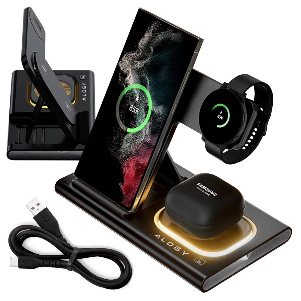 Bezdrôtová nabíjačka 3v1 pre Samsung, čierna