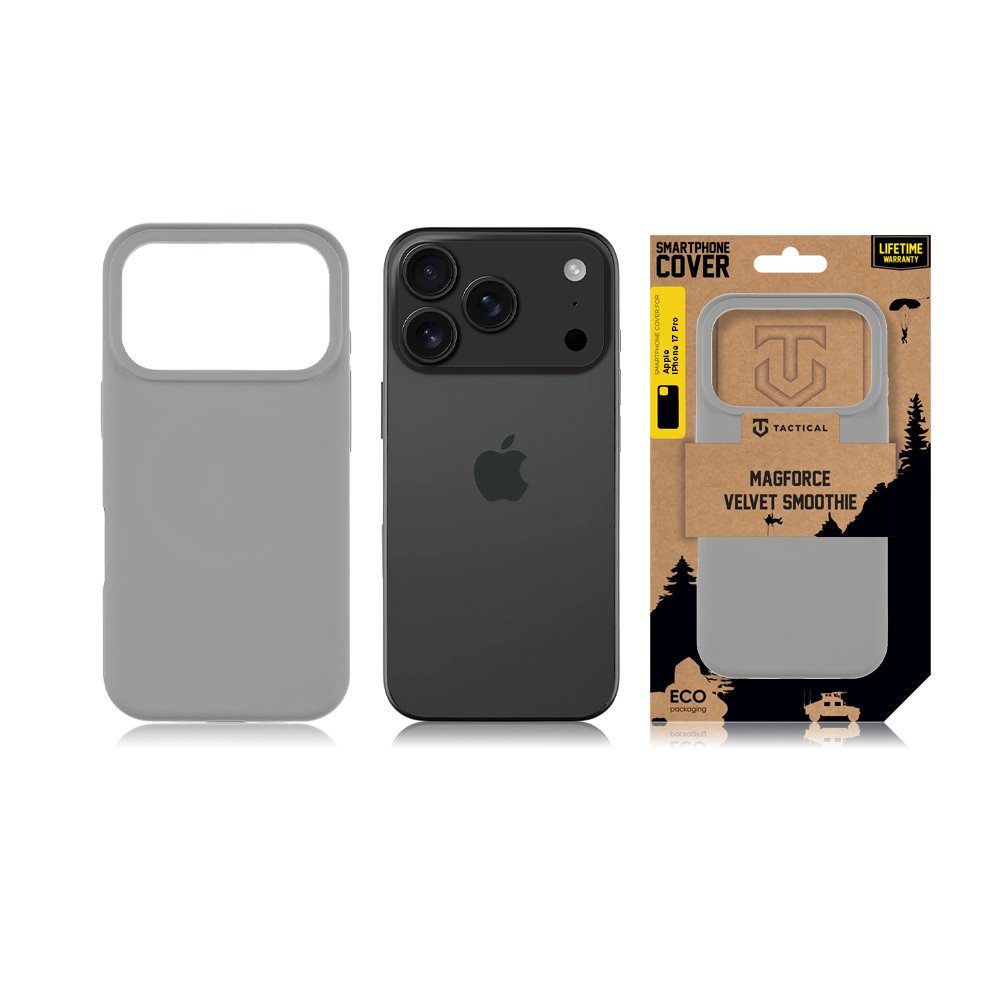 Tactical MagForce Velvet Smoothie kryt, iPhone 17 Pro, sivý