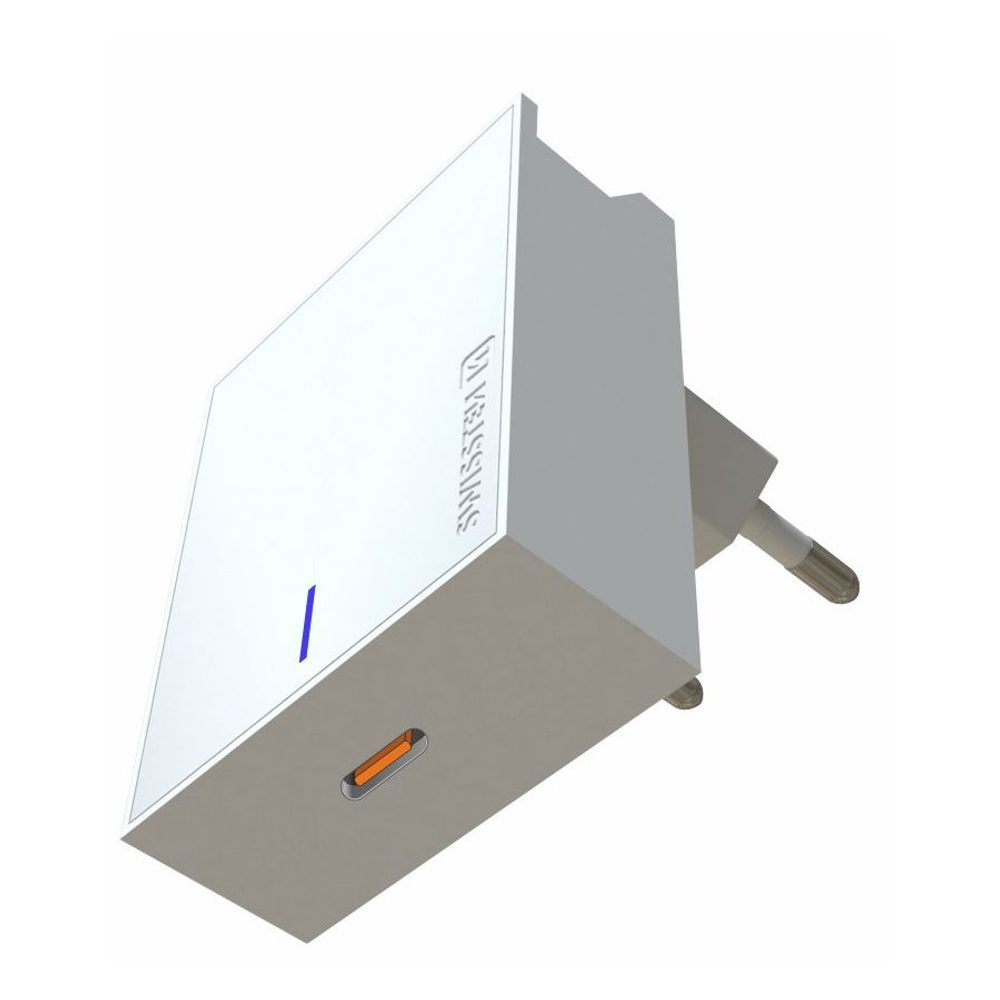 Swissten Mrežni Adapter Power Delivery 3,0, USB - C, 18W, Bijela