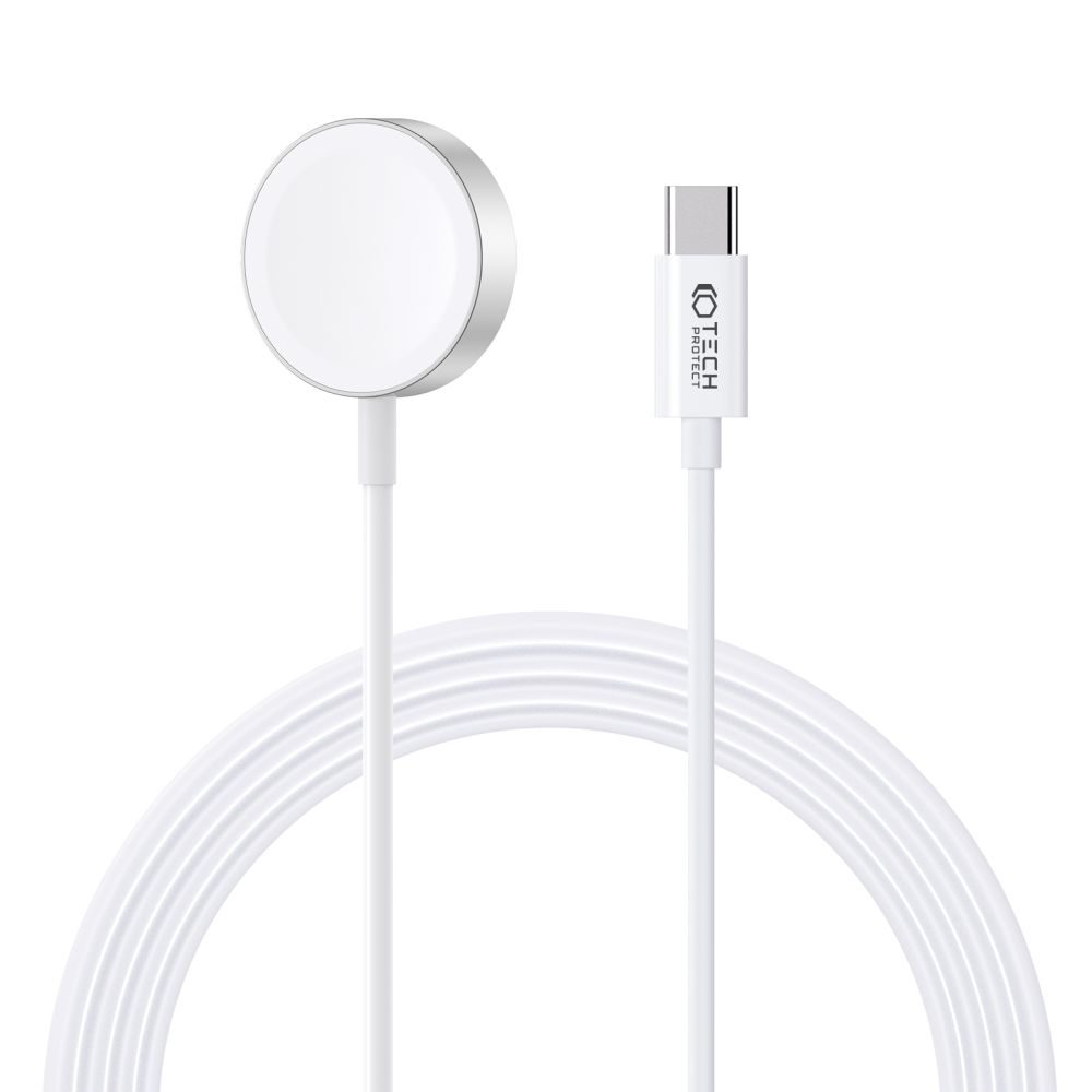 Tech-Protect UltraBoost - Magnetic Polnilni Kabel Za Apple Watch - USB-C, 1,2 M, Bela