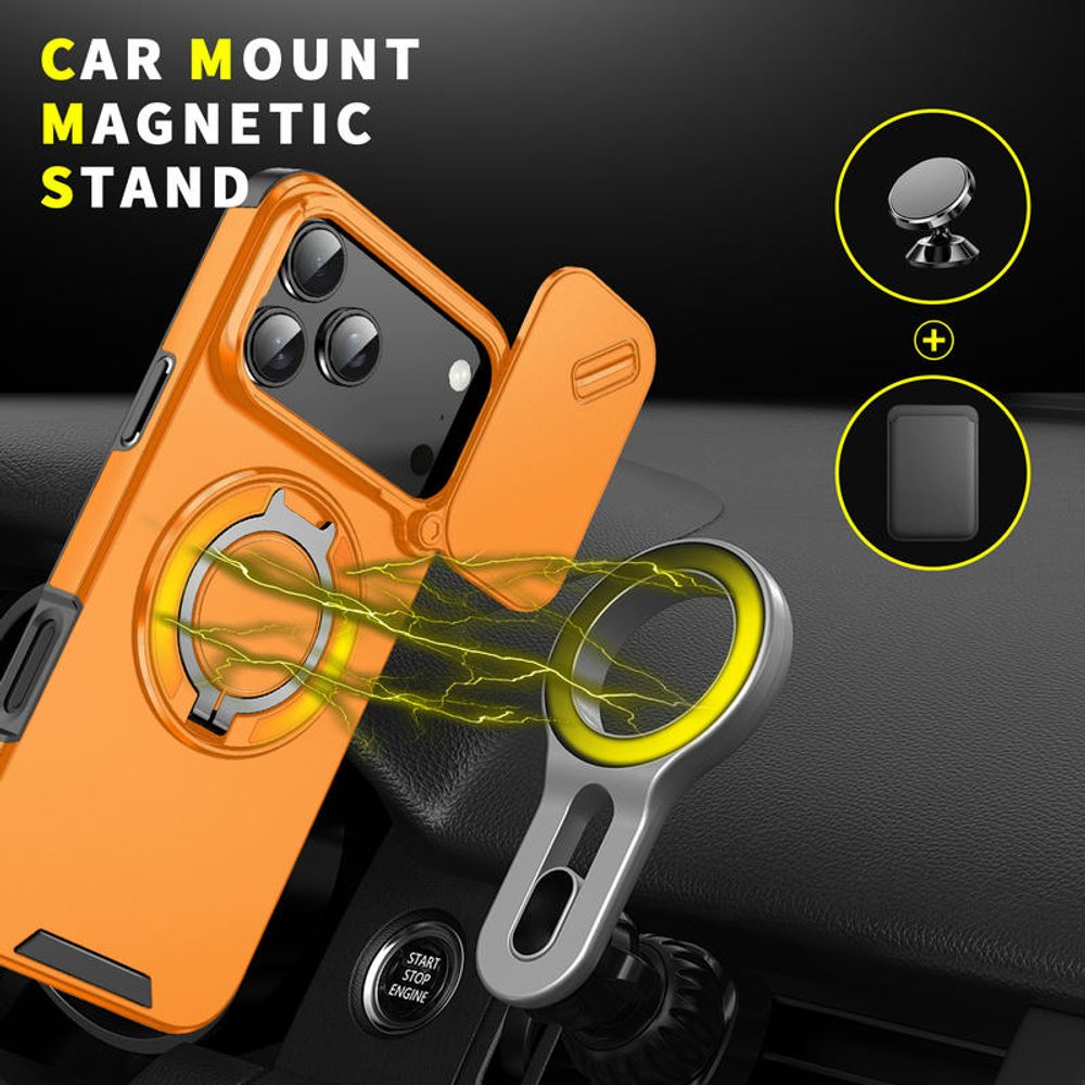 Camslide Stand obal, iPhone 17 Pro Max, oranžový