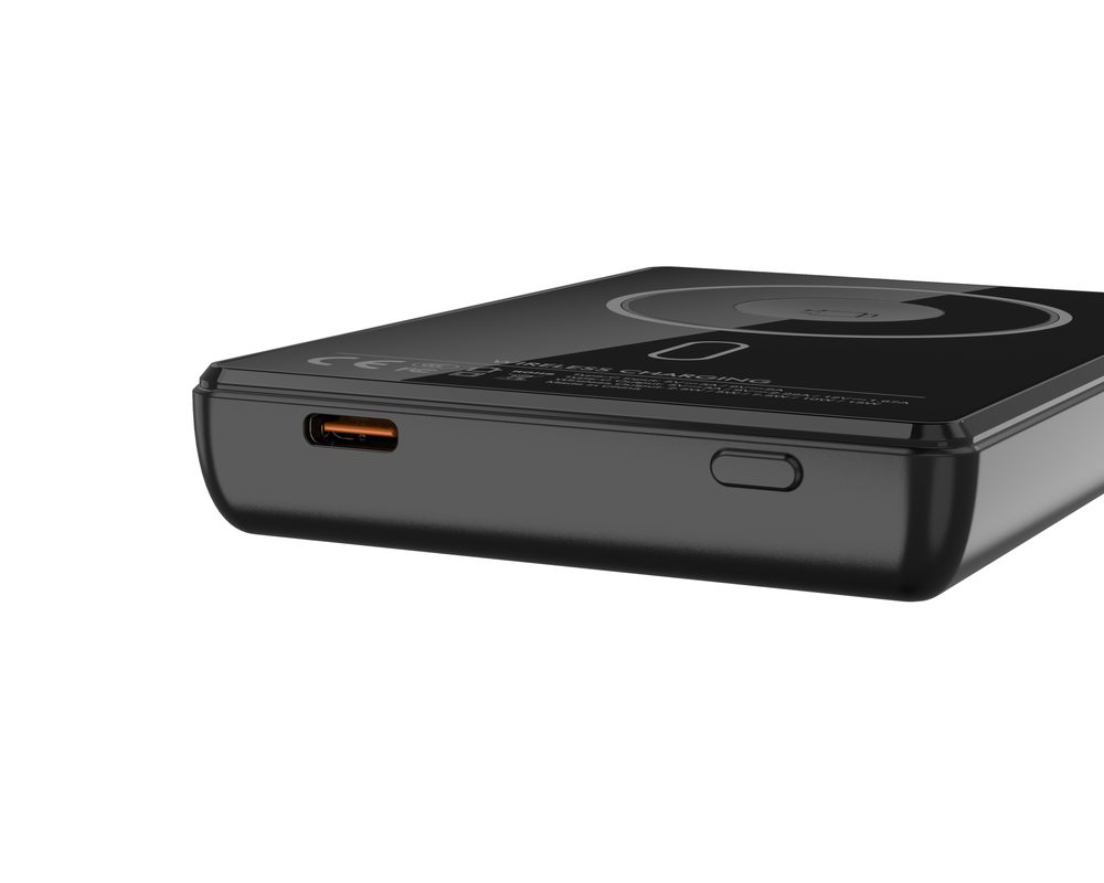 UltraThin MagSafe 15W Bezdrôtová powerbanka 10000 mAh s nabíjaním Apple Watch a 360° otočným stojanom, čierna