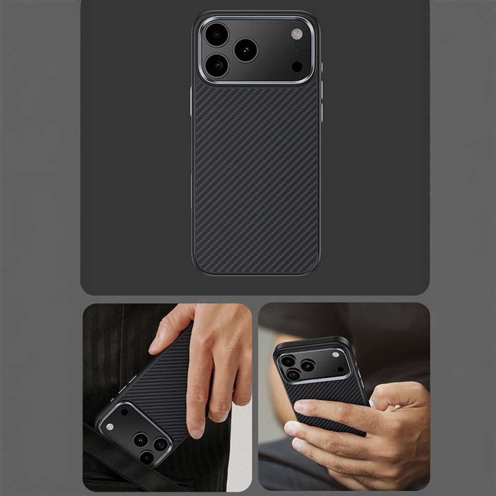 Benks Magnetic Armor Pro Kevlar obal Metal Frame, iPhone 17 Pro Max, čierny