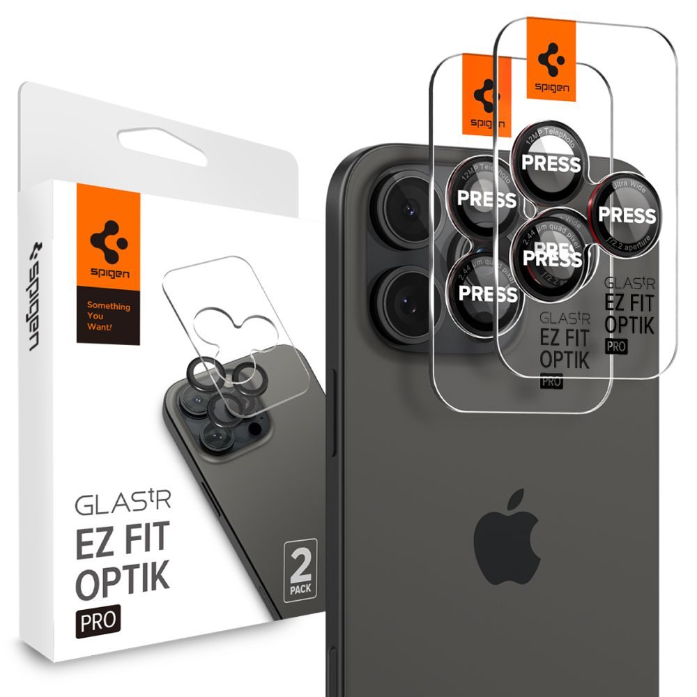 Levně Spigen Optik Pro L-Series TR Ez Fit ochrana fotoaparátu, 2 kusy, iPhone 14 Pro / Max / 15 Pro / Max / 16 Pro / Max / 17 Pro / Max, černá
