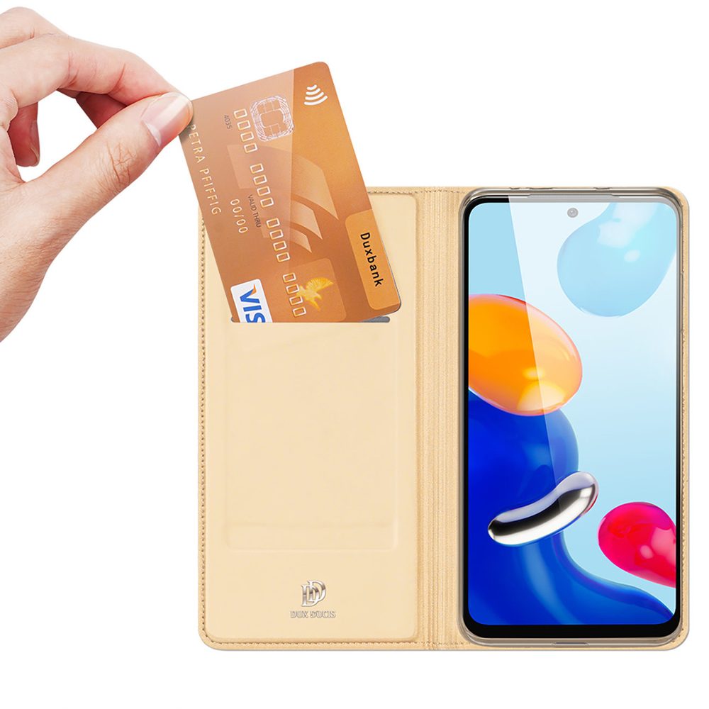 Dux Ducis Skin Pro, Husă Tip Carte, Xiaomi Redmi Note 11 / Note 11S, Aurie