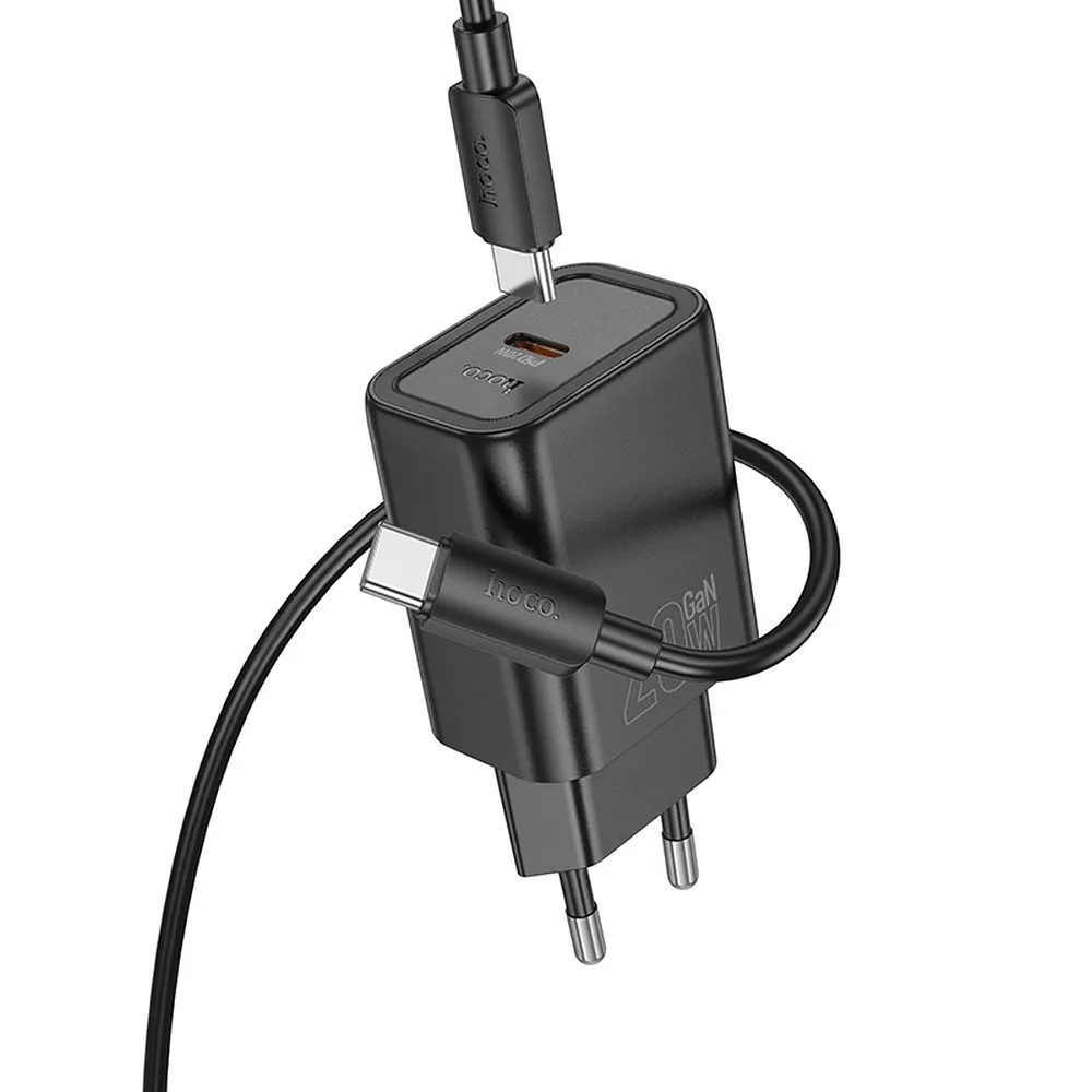 Hoco Síťová nabíječka N60 USB-C + kabel USB-C - Lightning, PD QC 20W, černá