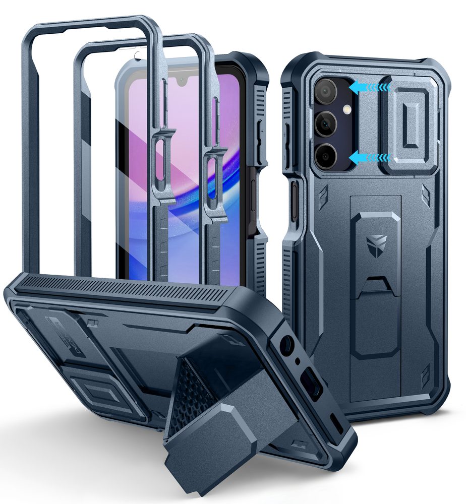 Levně Dexnor 360 Kickstand Camprotector obal Samsung Galaxy A15, modrý