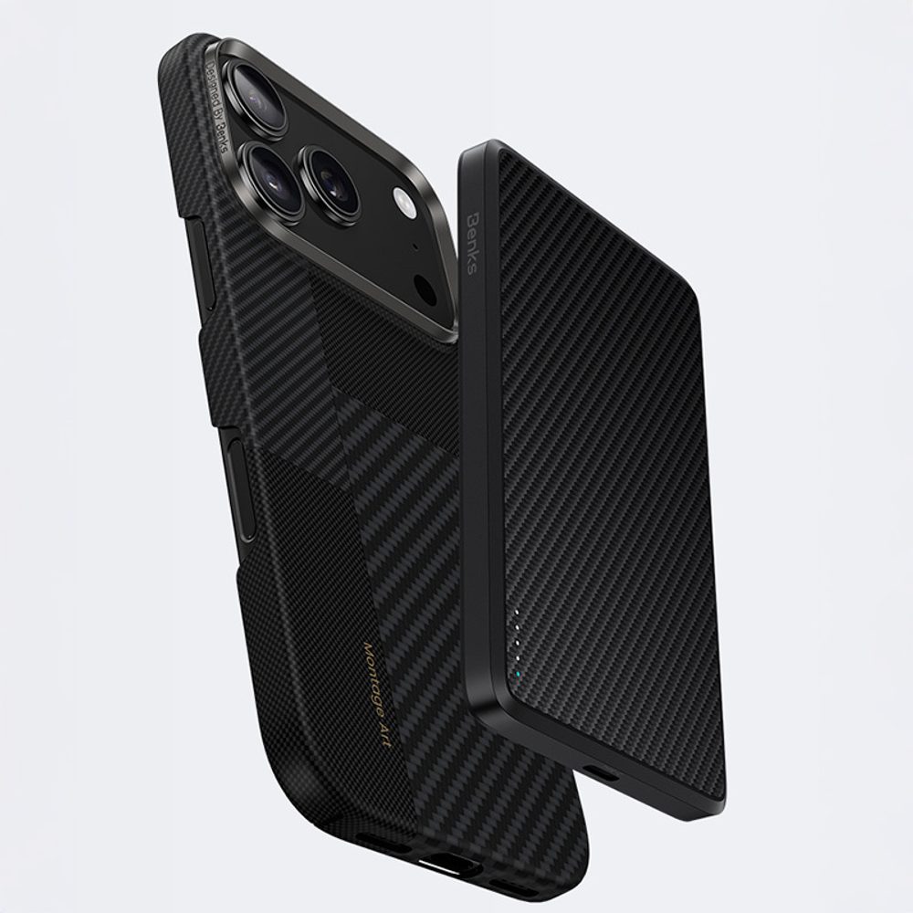 Benks Montage Magnetic Armor Air Kevlar obal Metal Frame, iPhone 17 Pro, čierny