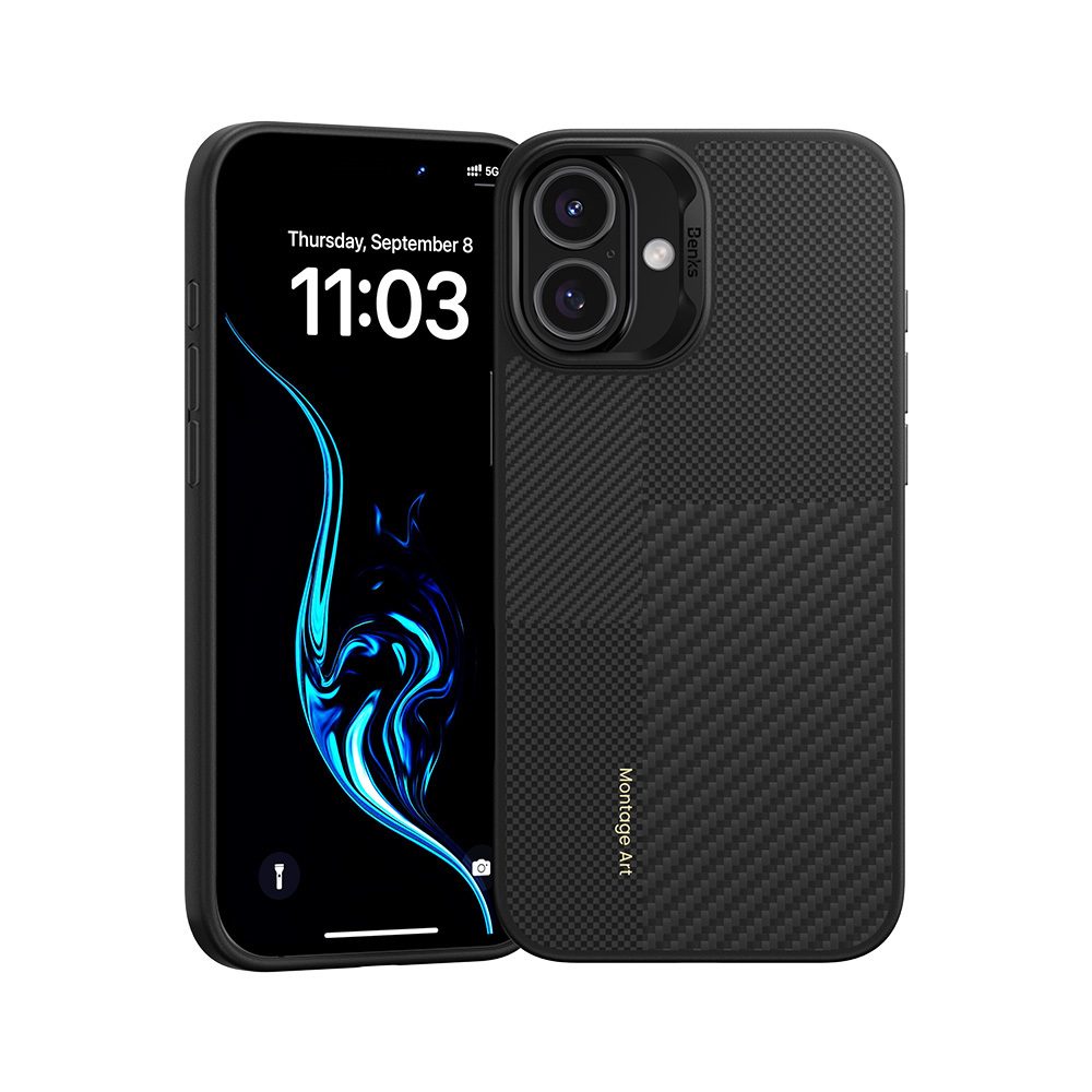 Levně Benks Montage Magnetic Armor Pro Kevlar obal Metal Frame, iPhone 16, černý