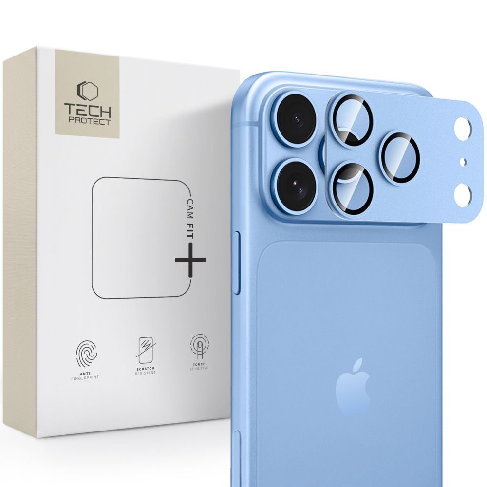 Tech-Protect CamFull Fit+, zaštitno staklo za kameru, iPhone 18 Pro Max, svijetlo plava