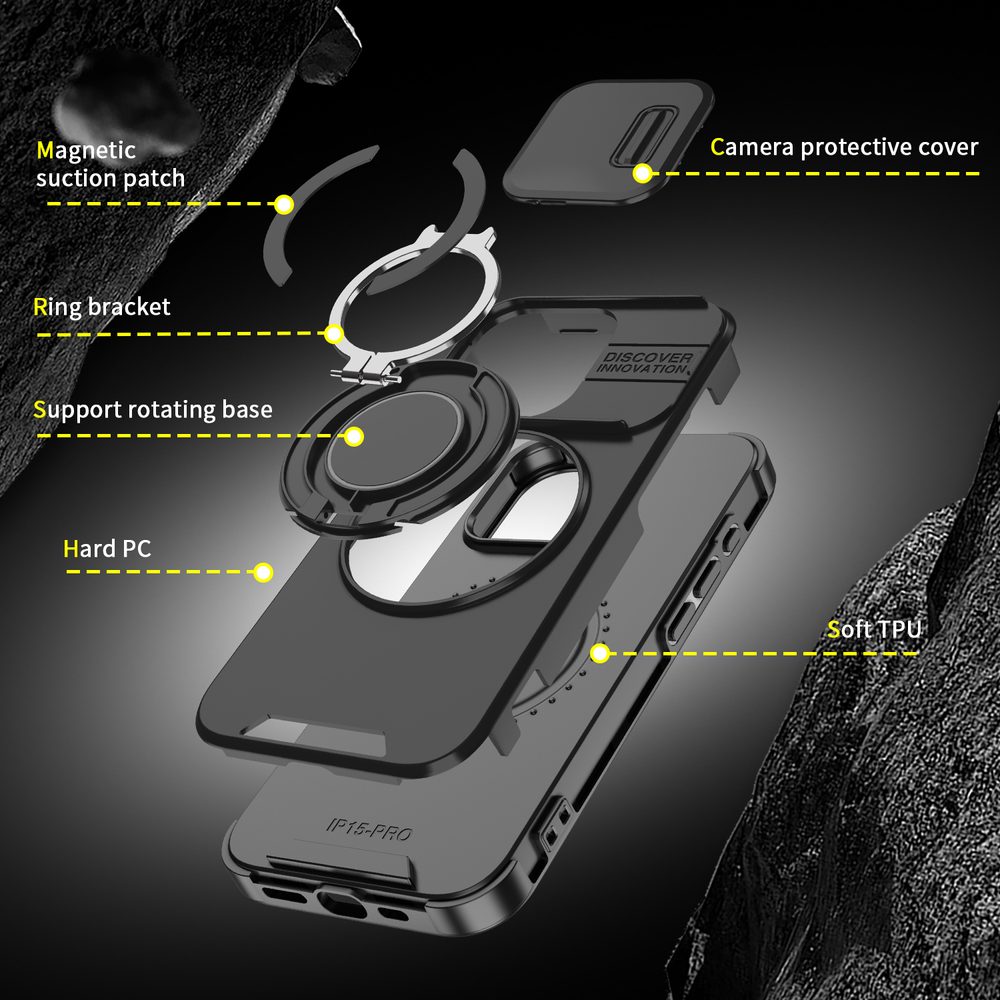 Camslide Stand obal, iPhone 15 Pro, ružový