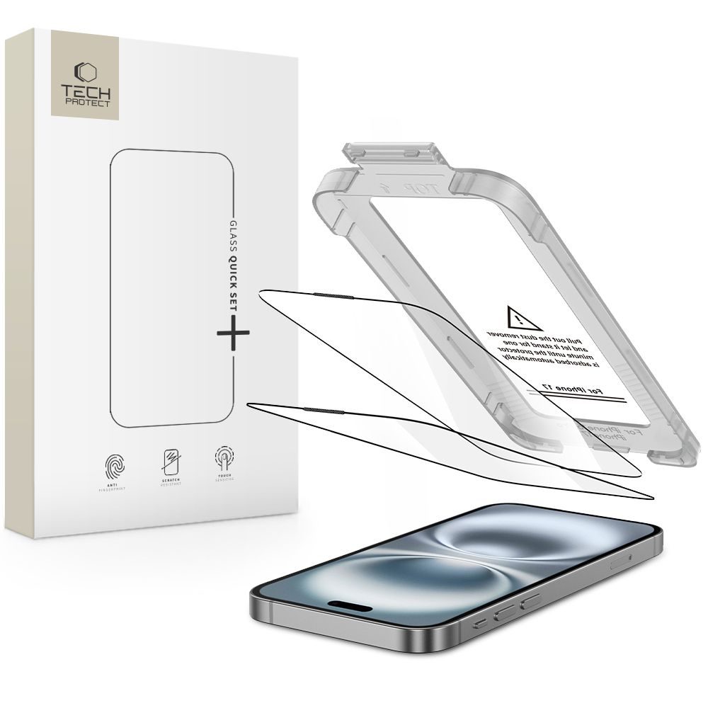 Tech-Protect Tvrdené sklo Quick Set+, iPhone 17, čierne, 2 kusy