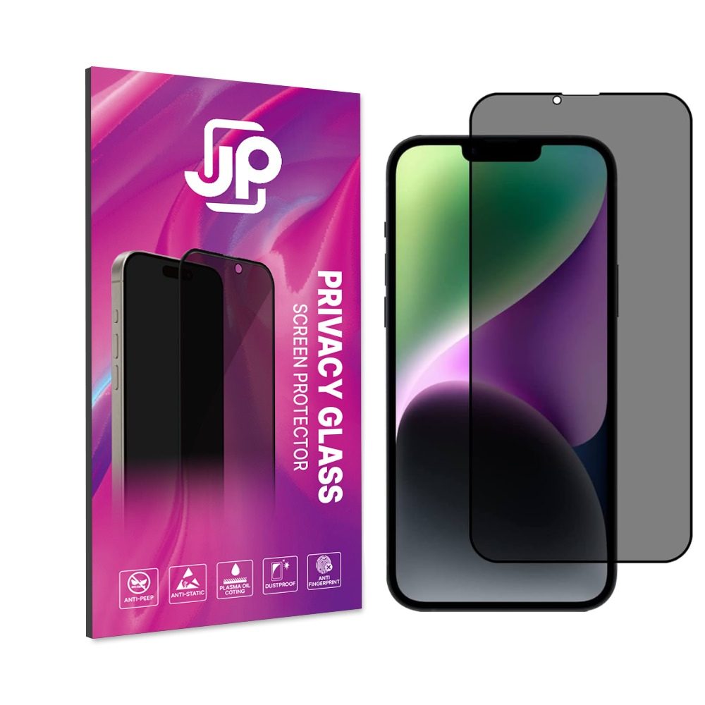 Levně JP Privacy Tvrzené sklo, iPhone 13 / 13 Pro / 14 / 16e / 17e, černé