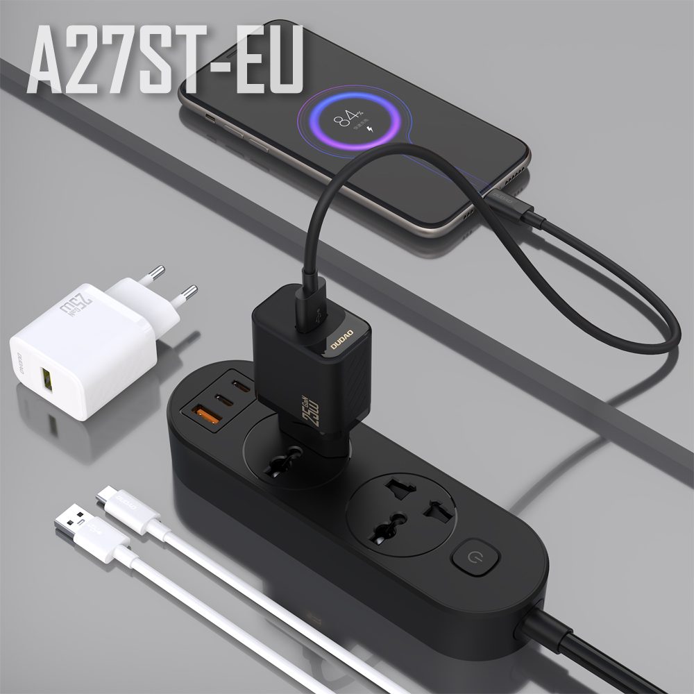 Dudao A27STEU nabíjačka USB-A + kábel USB-A - USB-C, 25W GaN, biela