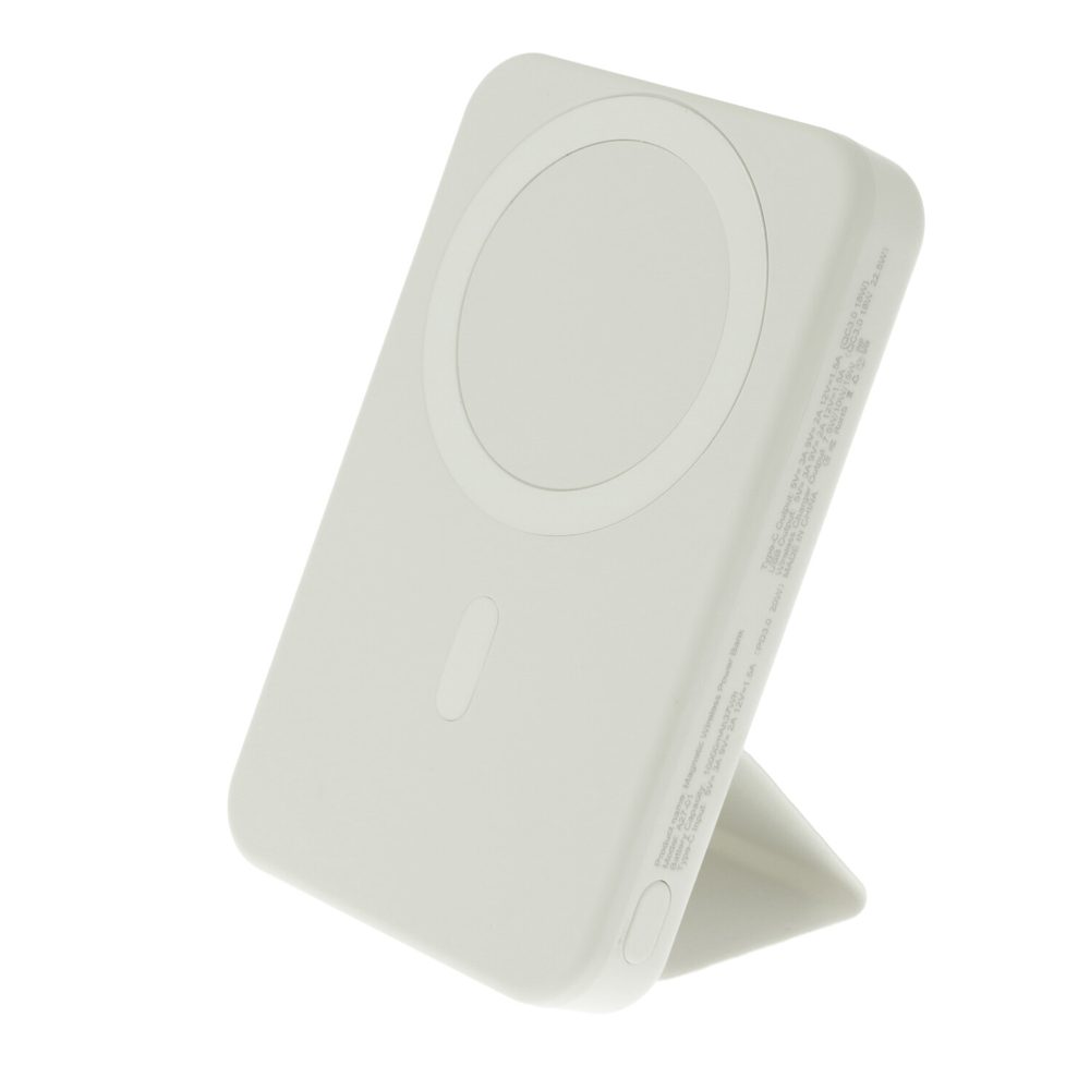 UltraThin power bank állvánnyal és digitális kijelzővel, 10000mAh, 22.5W, Quick Charge 3.0, PD20W, fehér