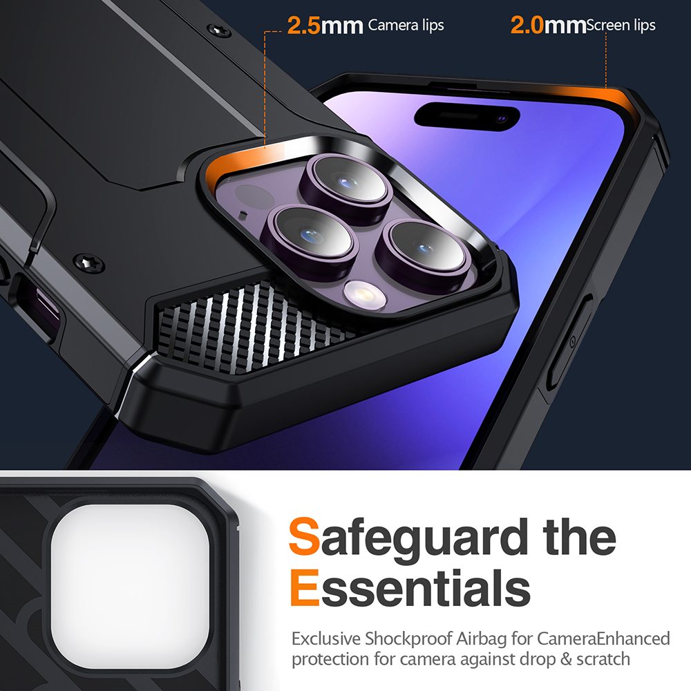 Techsuit Hybrid Armor Kickstand, IPhone 15 Pro Max, čierny
