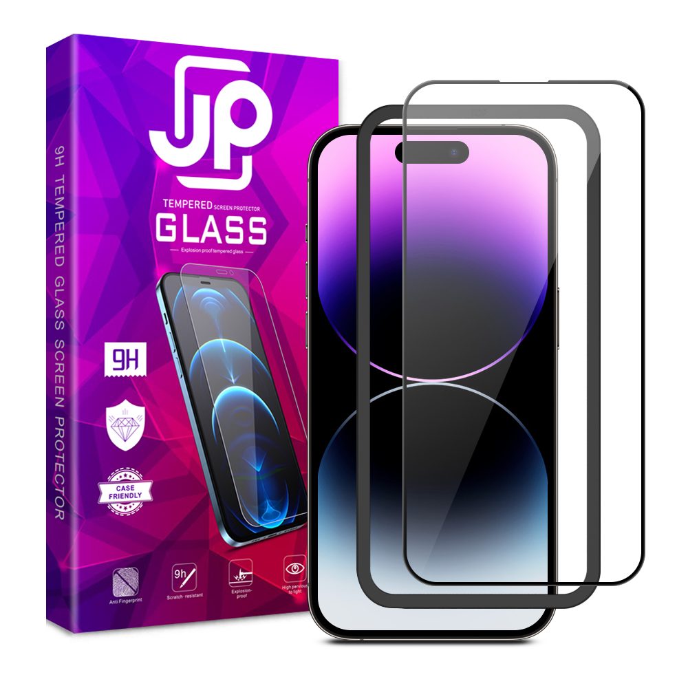 JP 3D üveg Felhelyezési Kerettel, IPhone 14 Pro, Fekete