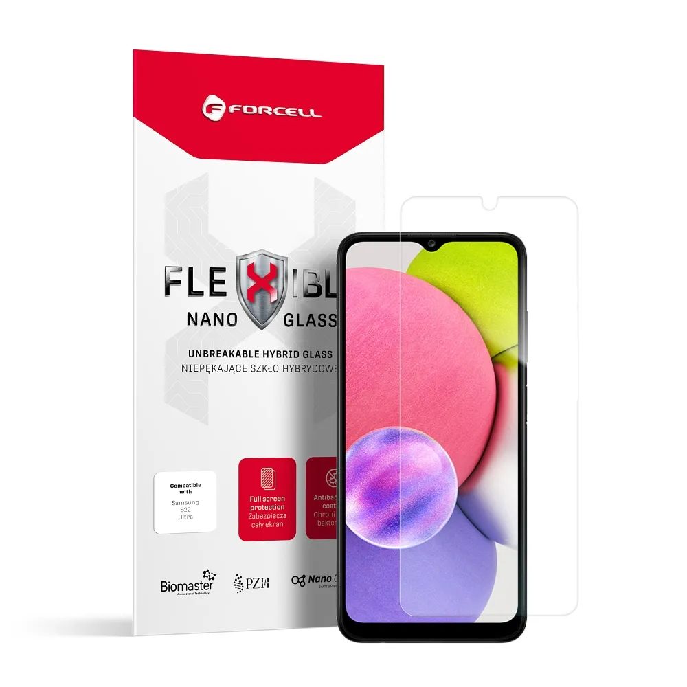 Folie De Sticlă Securizată Hibrid Forcell Flexible Nano Glass, Samsung Galaxy A03s, Transparentă