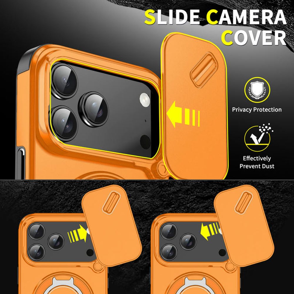 Camslide Stand obal, iPhone 17 Pro Max, oranžový
