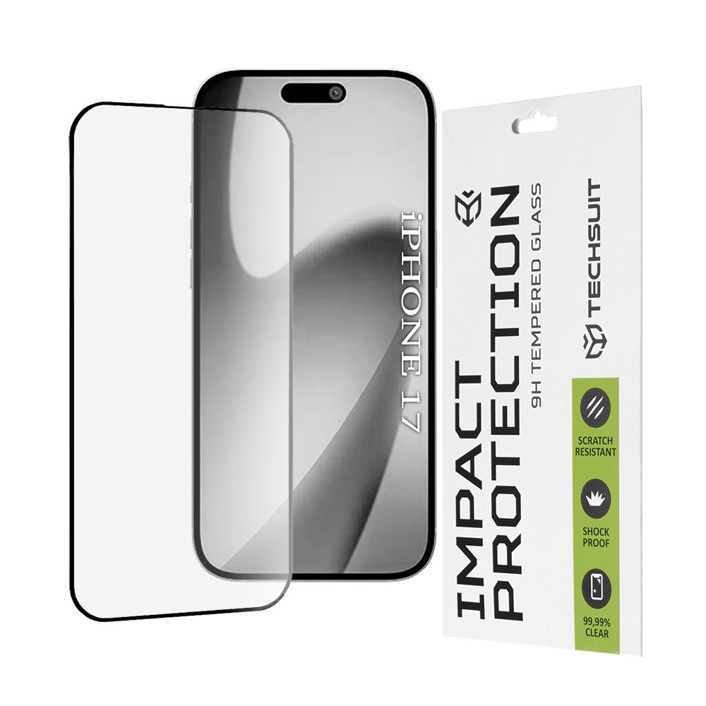 Techsuit 111D Tvrdené sklo, iPhone 17, čierne