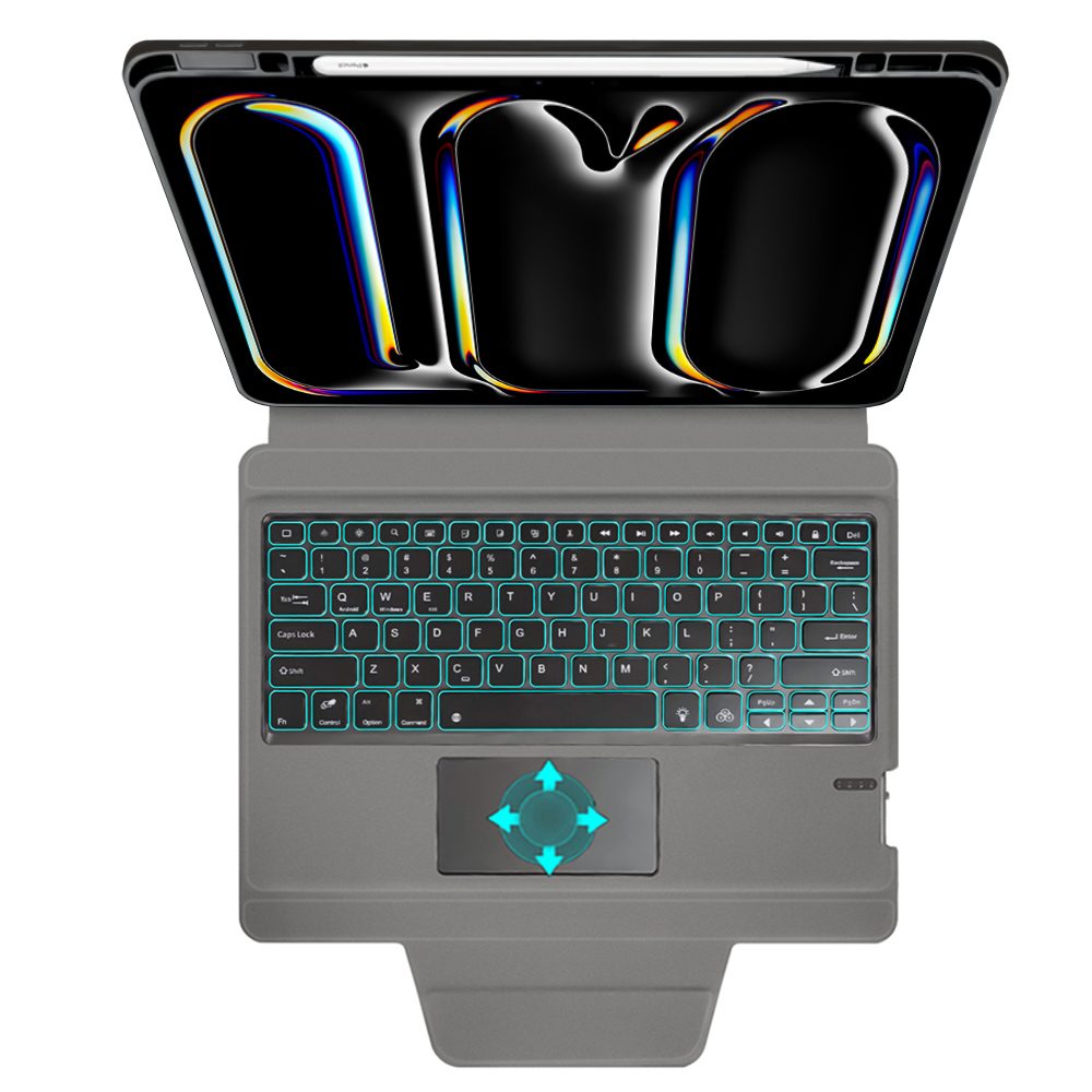 Pouzdro Techsuit KeyTab Pro s RGB bezdrátovou klávesnicí a držákem stylusového pera pro iPad Pro 13 (2024), černé