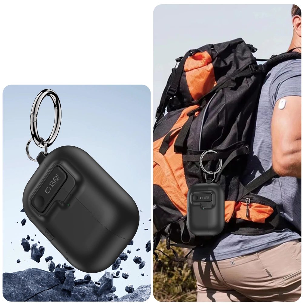 Tech-Protect Slim Hook puzdro, Apple AirPods Pro 3, čierne
