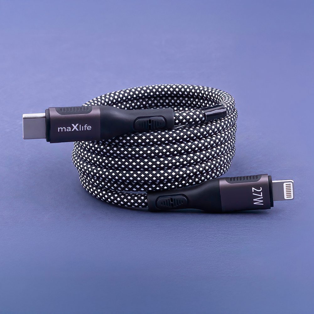 Maxlife magnetický kábel MXUC-11 USB-C - Lightning 1,0 m 27W, čierny