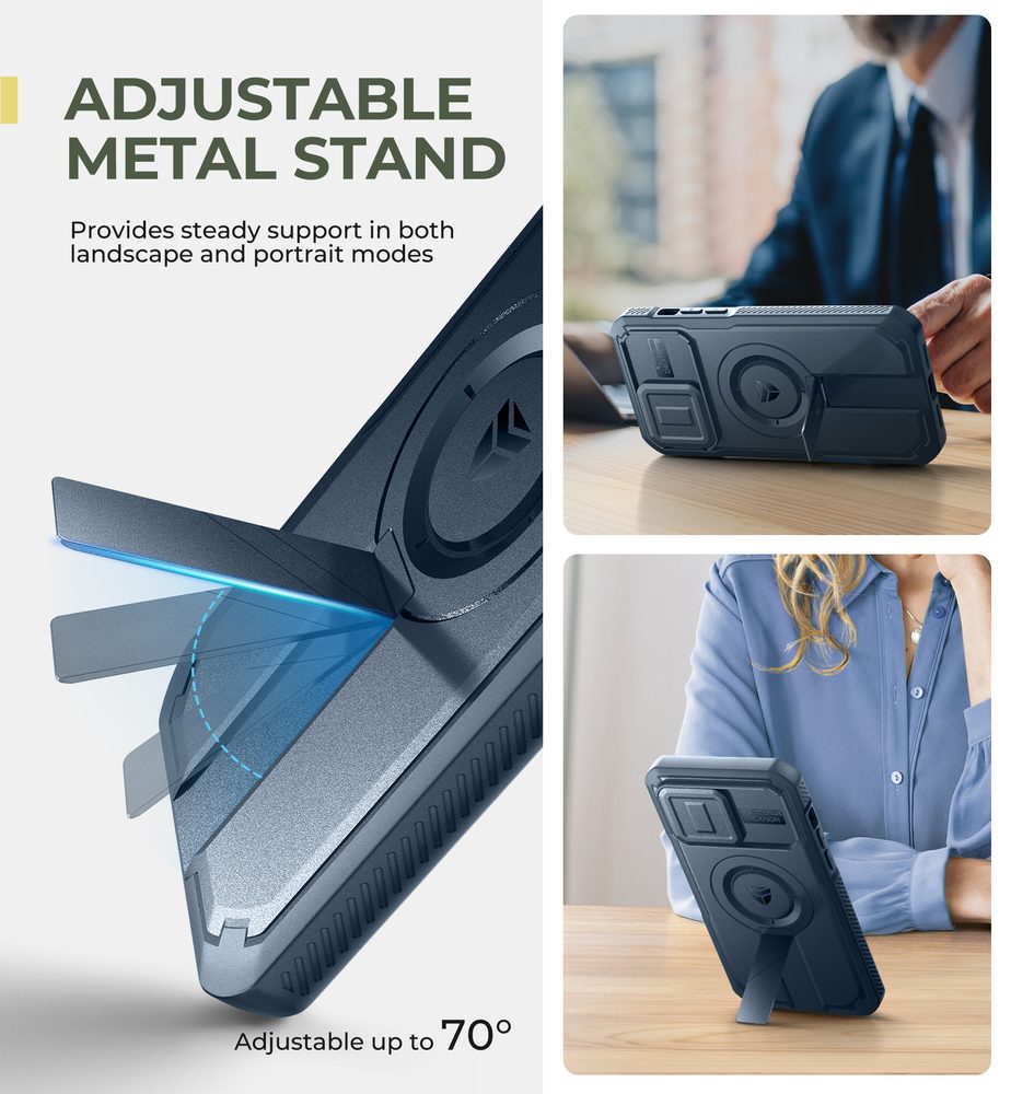 Dexnor MagSafe 360 Kickstand Camprotector obal iPhone 14 Pro Max, modrý