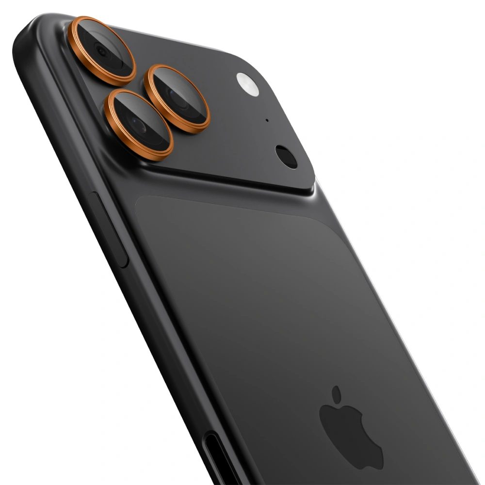 Spigen Optik.TR Ez Fit ochrana fotoaparátu, 2 kusy, iPhone 14 Pro / Max / 15 Pro / Max / 16 Pro / Max / 17 Pro / Max, oranžová